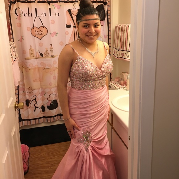 Pink Prom Dress with Sequins and Rhinestones - Picture 4 of 8